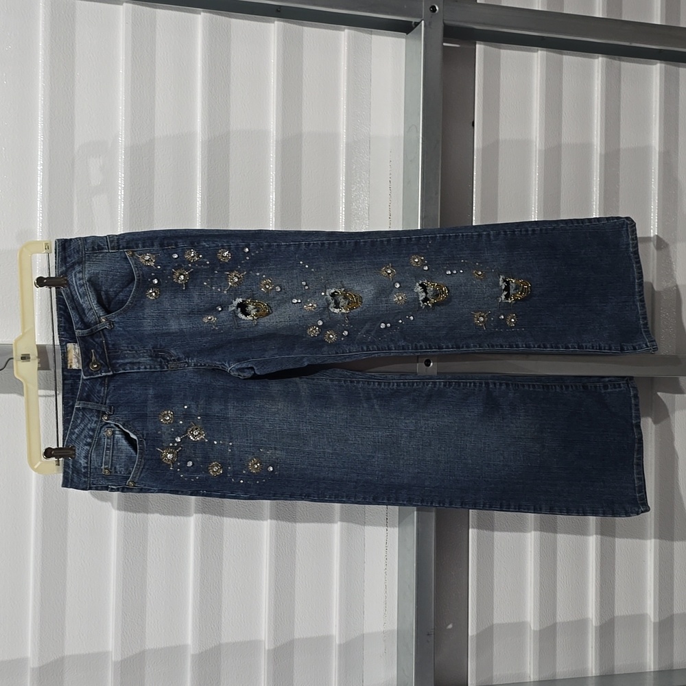 XYOU‎ Jeans Distressed Jewel/Bead Design Size 9/10